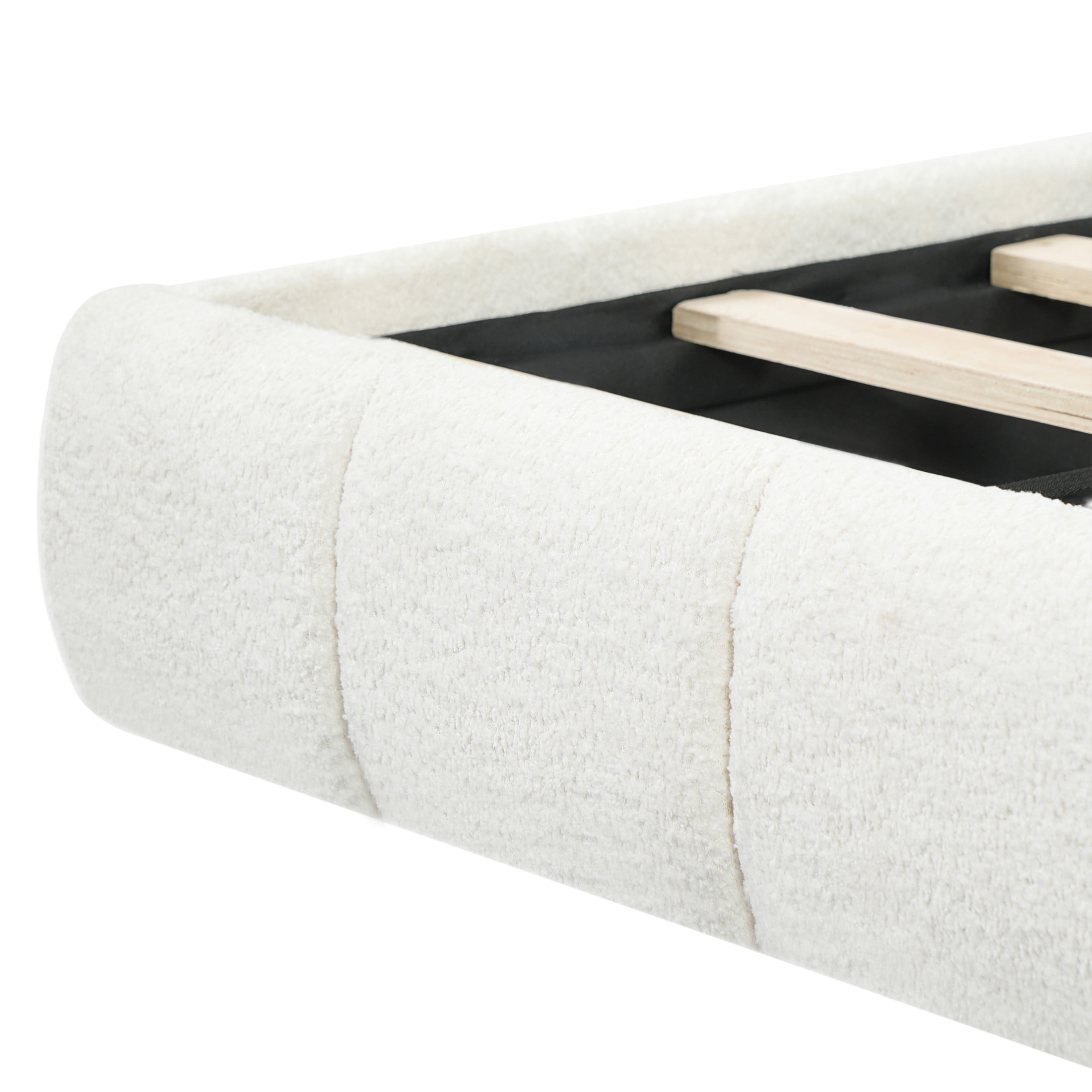 Christopher Knight Home Modern Queen Boucle Upholstered Platform Bed with Tufted Headboard, White