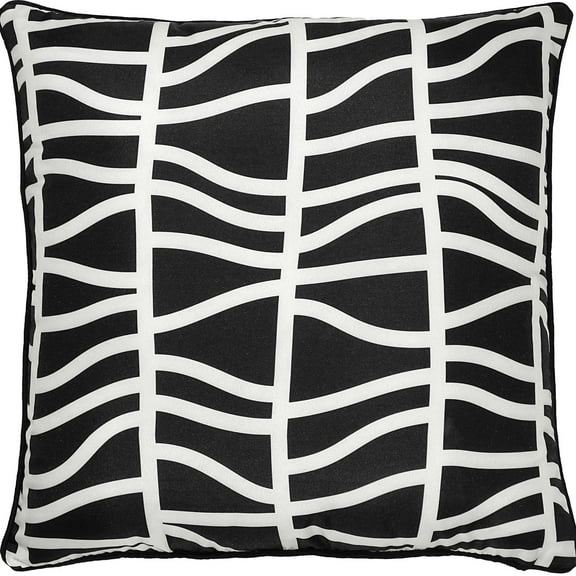 Signature Home Collection 22" White and Black Geometric Square Outdoor Patio Throw Pillow