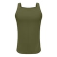 thumbnail image 5 of Solid Color Tank Top for Men Sleeveless Slim Fit Top Round Neck Stretchy Cotton Ribbed Wide Strap Casual Gym Daily Shirt, #02 Army Green, L, 5 of 6