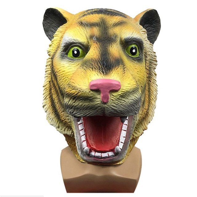 Disfraz de cosplay cómico integral de látex de Mask Tiger Headgear