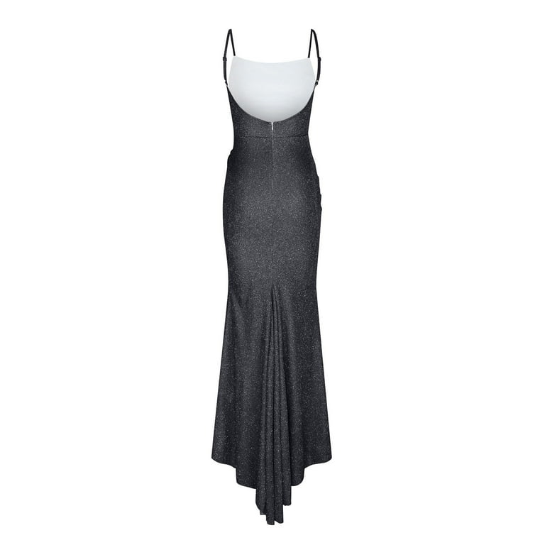 strapless open back dress Luxurious Silver Rhinestone Velvet Sequin Long Prom Dress