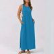 thumbnail image 5 of Vestido de Verano de Longitud de Rodilla para las Mujeres sin Mangas Vestido de Playa Casual Sólido con Cuello en V, Vestido Casual con Cuello en V para las Mujeres, 5 of 9