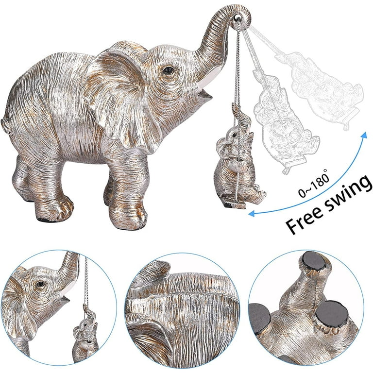 Kresecioo Elephant Gifts for Women, Handcrafted Elephant Family Statue,  3Pcs Friendly Elephant Figurines, Good Luck Gold Elephant Decor, Gifts for  Mom