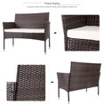 thumbnail image 3 of Topcobe Outdoor Patio Dining Set, 4 Piece Patio Wicker Furniture Seating Conversation Rattan Chair Glass Table (Brown Wicker, Beige Cushions), 3 of 5