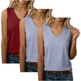 thumbnail image 2 of Duoif Womens Tops, 3 Pack Ice Silk V Neck Tank Tops Summer Casual Sleeveless Basic Tee Shirts 2026 Fashion Beach Shirts for Women Clear M, 2 of 3