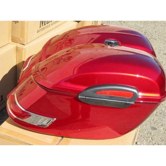 Burgundy Red RS Universal Motorcycle Hard Saddlebags For Honda Suzuki Kawasaki Harley Yamaha Victory