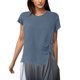 thumbnail image 1 of Gibobby Playera Corte clásico para Mujer Camiseta manga corta con cuello redondo informal color sólido suelto para mujer(Azul,G), 1 of 5