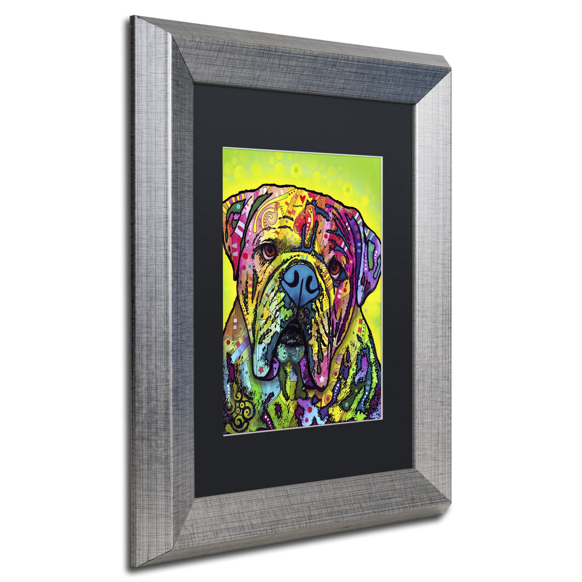 Trademark Fine Art "Hey Bulldog" Canvas Art by Dean Russo, Black Matte, Silver Frame