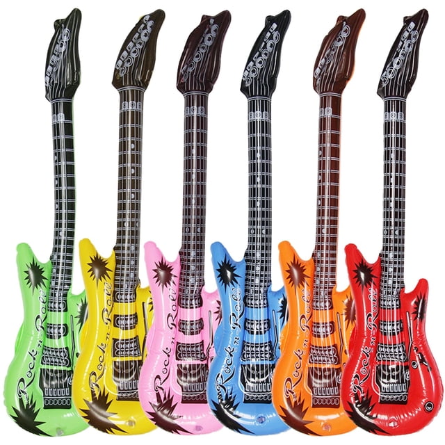 Dr.dudu Guitarra Inflable Impermeable Decoración de Fiesta de Colores Surtidos (Paquete de 6)