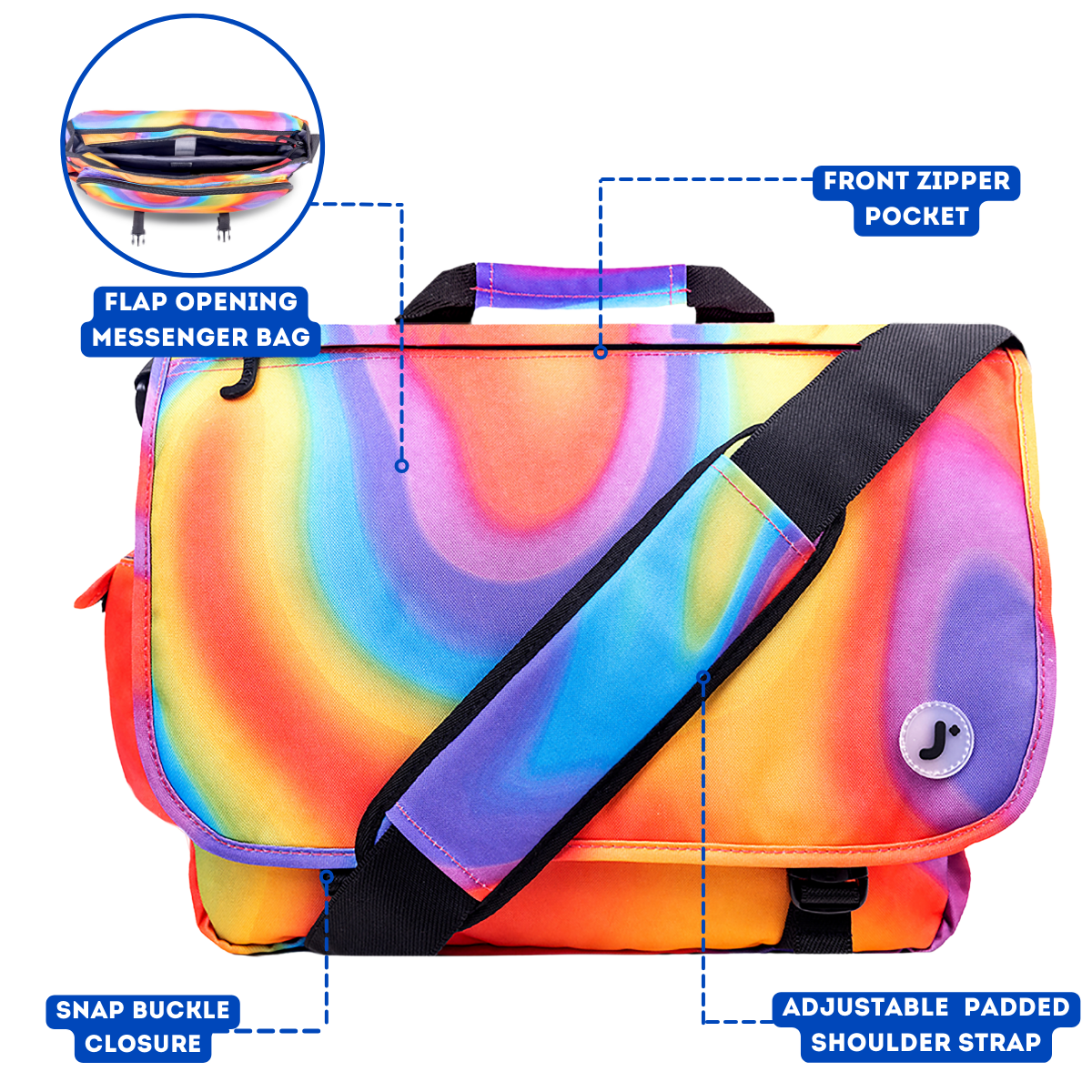 J World Unisex Thomas 16" Messenger Bag With Laptop Sleeve For School And Travel, Heat