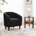 thumbnail image 2 of FullFurnique Boucle Barrel Chair with Backrest and Armrest, Black, 2 of 10