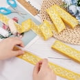 thumbnail image 4 of 2 Roll 15.3 Yards Ethnic Style Jacquard Ribbon Flat with Bronzing Floral Pattern Ribbon Yellow Embroidery Jacquard Trim Vintage Fabric Sewing Ribbon for Clothing Embellishment Decoration, 4 of 9