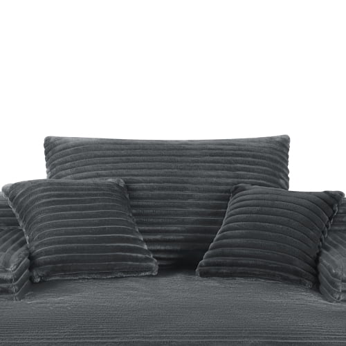 Convertible Chaise Lounge Chair Plush with Wide Armrest & Throw Pillows, Cozy Boneless Sleeper Sofa Bed Armchair, with cup holder,for Living Room, Bedroom, Grey