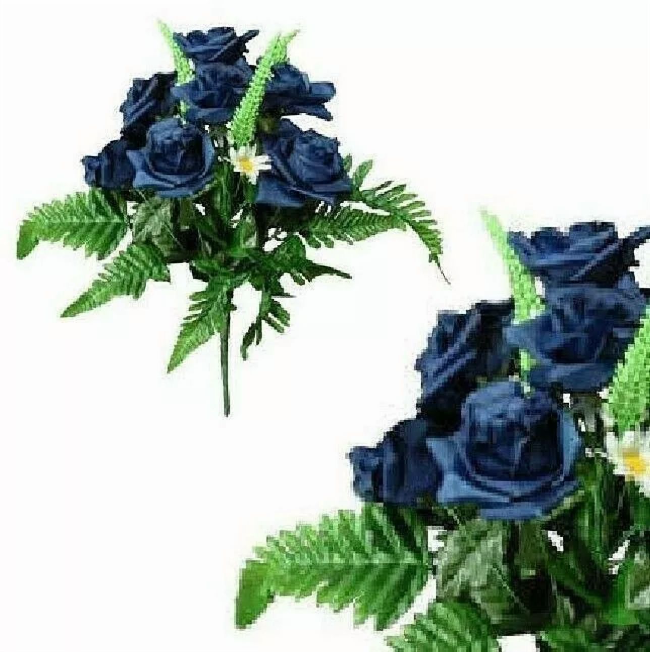 BUTTERFLY- Navy Blue Rose 16" Bush Silk Flower Home Party Craft General In/Outdoor Decor