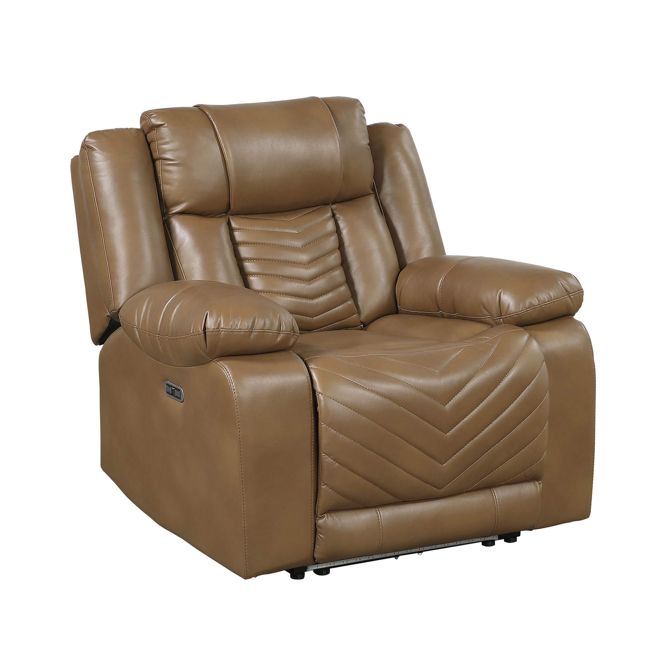 OakvillePark Orinthal Faux Leather Living Room Power Recliner with LED and Charging Ports, Brown