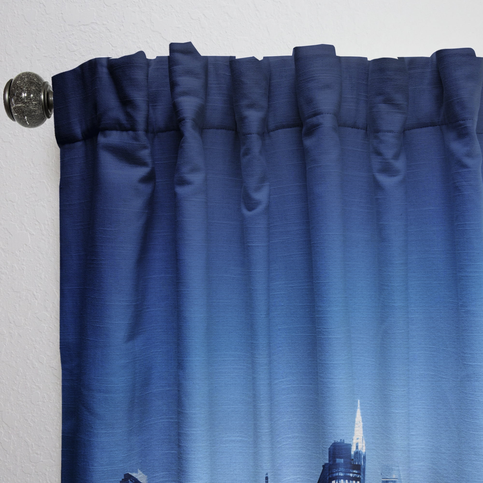 Designart 'Night New York City Mirrored' Cityscape Curtain Panel