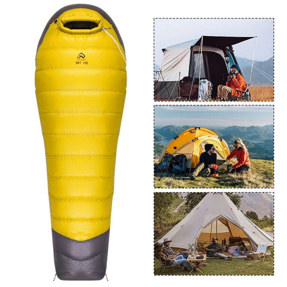 BLEEUS Goose Down Camping Sleeping Bag Ultralight For Outdoor Indoor Camping Supplies (Yellow 600g)