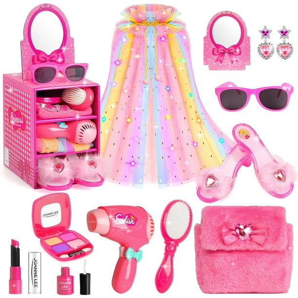 Set de disfraz STOPKLAS Princess, capa iluminada y kit de maquillaje