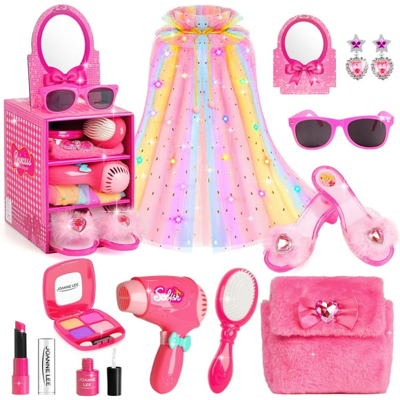 Set de disfraz STOPKLAS Princess, capa iluminada y kit de maquillaje