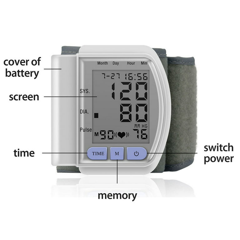 Digital Wrist Blood Pressure Monitors 120 Reading Memory