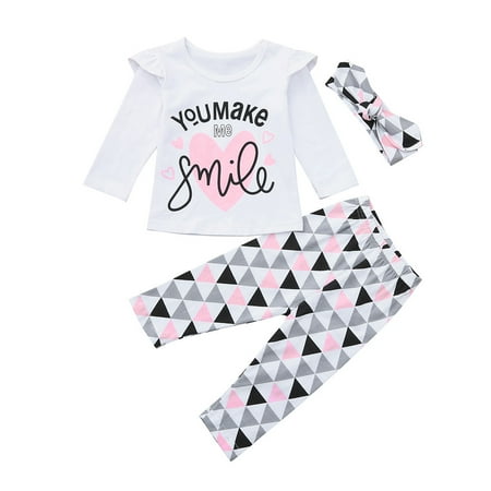 

Toddler Girls Outfits Dressy Outfits Baby Letter Print Tops Geometric Pants Set Fall Girls Clothings 0 Months-3 Months