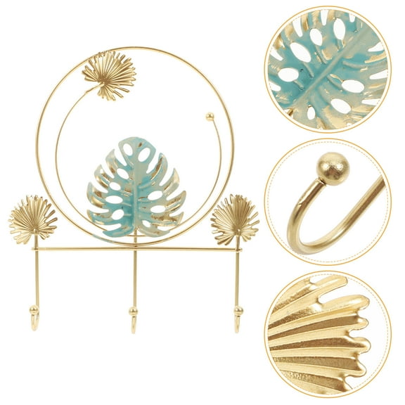 WHAMVOX Monstera Leaf Coat Racks Wall Mounted Key Holder Leaf Wall Hook Key Hook Coat Hat Towel Racks With 3 Hooks For Entryway Living Room Organization