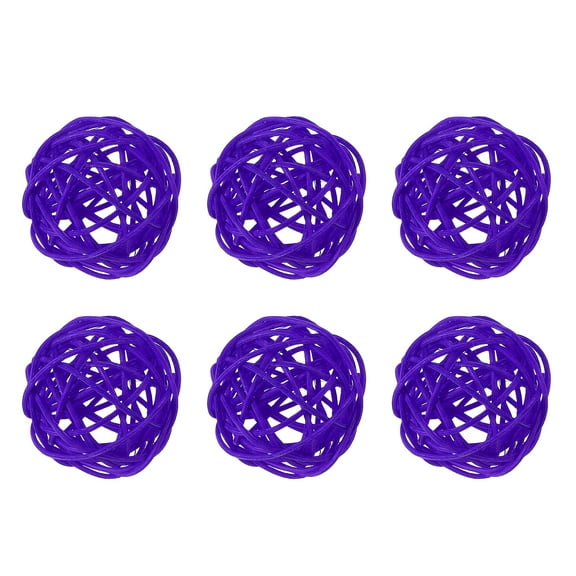 Uxcell 6 Pcs Wicker Rattan Balls 2 Inch Rattan Decorative Balls Vase Fillers for Wedding Party Centerpiece Bowls Home Decoration, Purple