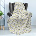thumbnail image 4 of Yellow Soft Flannel Fleece Throw Blanket, Pattern with Bees and Chamomile Daisy Flowers in Flourishing Meadow Nature, Cozy Plush for Indoor and Outdoor Use, 70" x 90", Grey Yellow White, by Ambesonne, 4 of 5