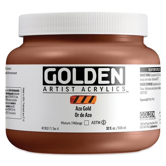 Golden Heavy Body Acrylic Paint - Azo Gold, 946 ml Jar