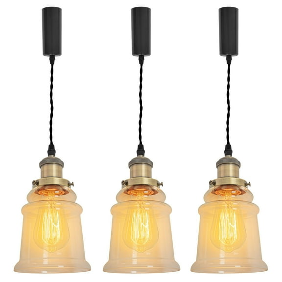 Kiven H Track Pendant Lightning,Adjustable Cord Length,Industrial H Track Lighting Pendant Lights with Iron Shade, 3 Lights