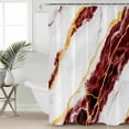 thumbnail image 2 of 60x72 Inch Shower Curtains for Bathroom Marble Red Fabric Bath Curtain Decor Gold Foil Ceramic Style Cracks Scratches Waterproof Restroom Curtains Shower Set Accessories with 12 Hooks 60 Inch, 2 of 6