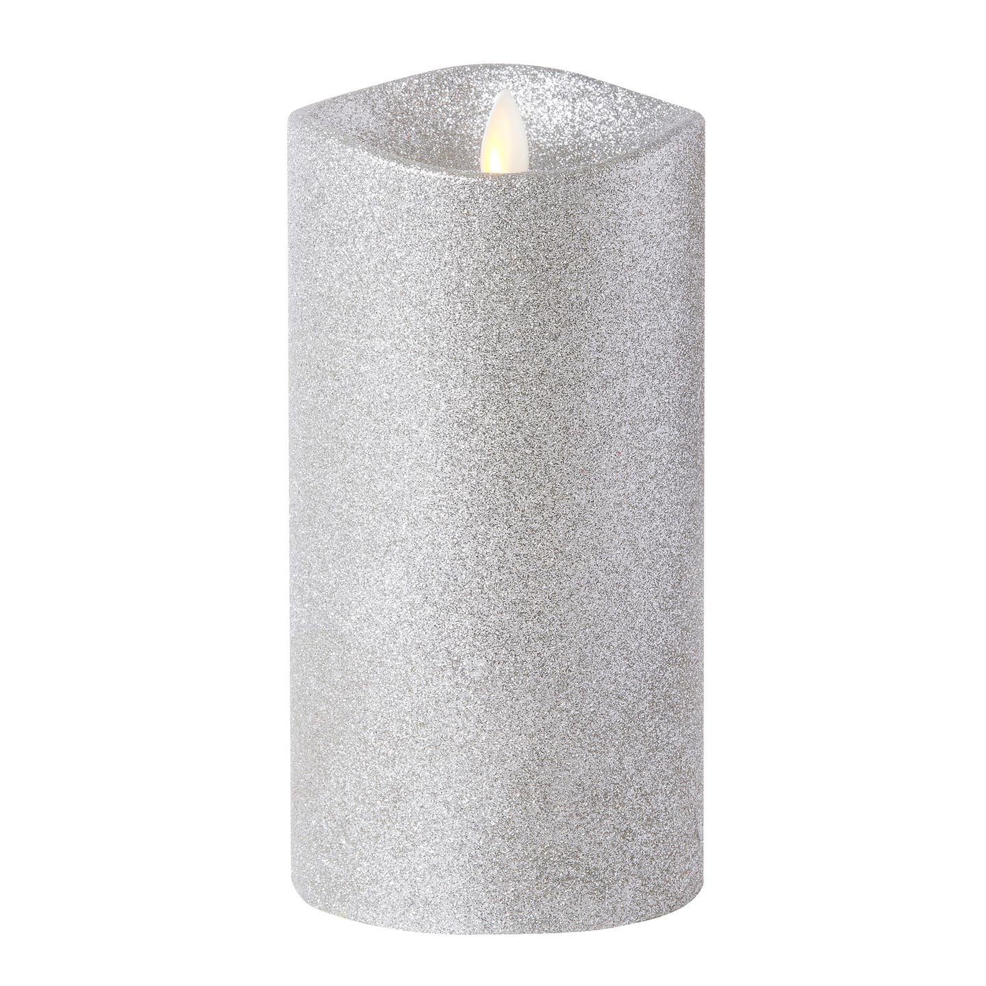 Luminara Flameless Candle Silver Glitter, 3.5 x 7 inches