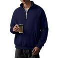 thumbnail image 3 of USNSM Men's Fleece Quarter Zip Pullover Sweater Casual Solid Color Long Sleeve Stand-Up Collar Outfit Warm Mock Neck with Pockets Blue M, 3 of 5
