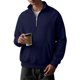 thumbnail image 3 of pstuiky camisa de manga larga para hombre, Sudadera de trabajo con capucha, media cremallera, cuello alto y manga larga de color liso para hombre camisetas de hombre l, 3 of 5