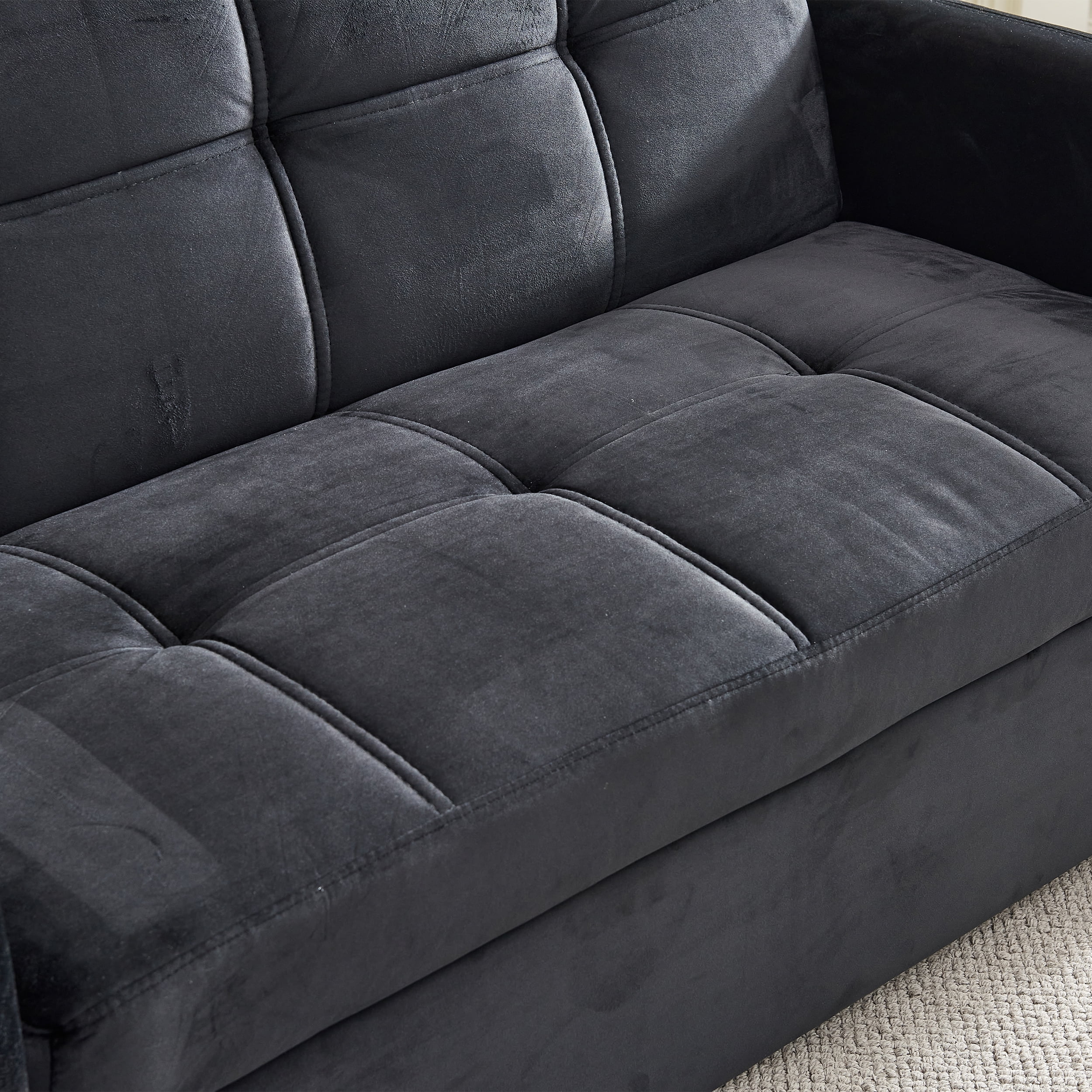 DEALTOPS 55.5" Pull Out  Loveseats Sleeper Sofa Bed with USB Ports and Side Pockets, Black
