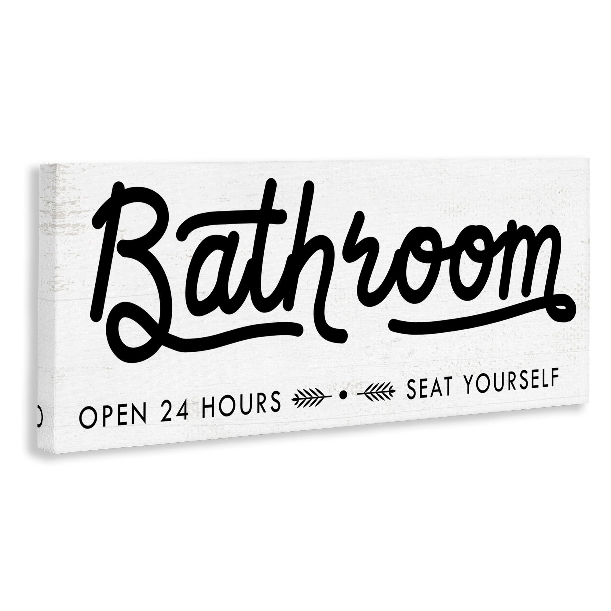 Stupell Industries Seat Yourself Bathroom Sign Minimal Black White Canvas Wall Art by Daphne Polselli