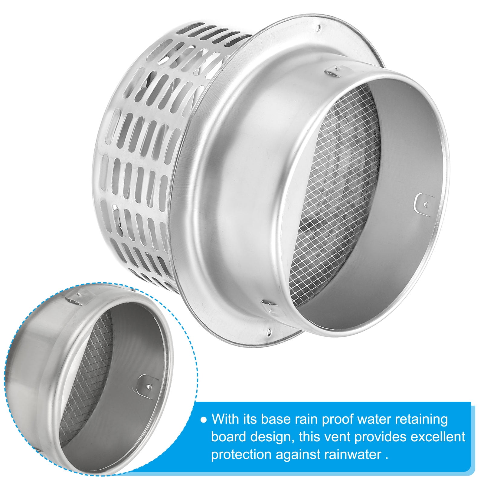Uxcell 6" 304 Stainless Steel Vent Cover Wall Soffit Air Vent Louvered with Mesh for HVAC Exhaust Extractor Fan