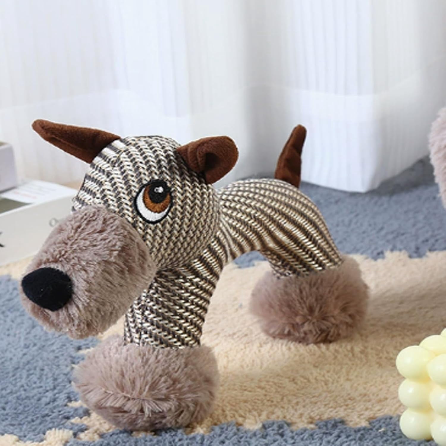 Squeaky Linen Dog Toy (2-Pack, Elephant) - Durable Indestructible Chew Toy for Small & Medium Dogs, Linen Fabric Animal with Squeaker for Interactive Play-dh