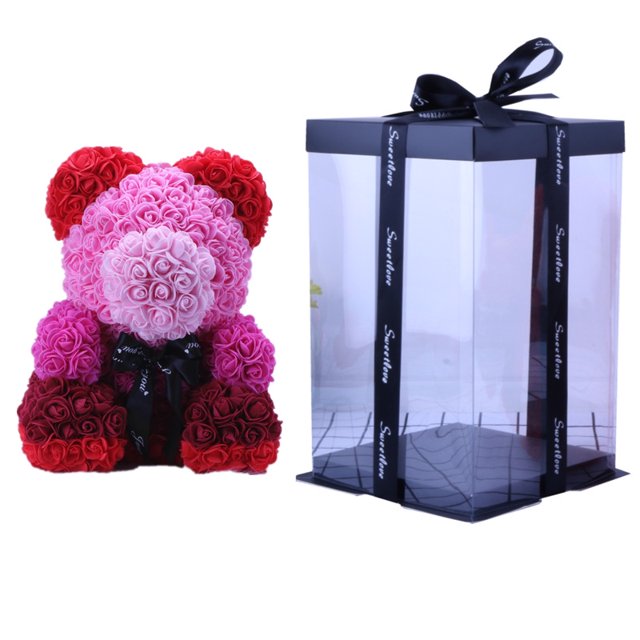 Oso de rosas con flor eterna, regalo de San Valentín, Tanabata, floristería, supermercado, oso de espuma de PE para abrazar flores, oso de rosas