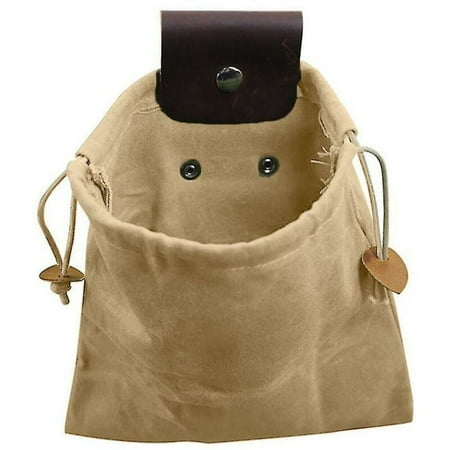 Collapsible Waxed Canvas Bag Leather Foraging Pouch Waterproof Easy To Use for Travel Camping Hiking Hunting Grocery Storage Brown 3.5*4 Inch (Folded) 9*8.5 Inch (Unfolded)
