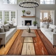 thumbnail image 4 of Area Rug for Living Room, Farmhouse Burnt Orange Brown Non-Slip Indoor Large Carpet for Bedroom/Dining Room, Vintage Wooden Striped Washable Low-Profile Rectangle Floor Runner Rugs - 5 x 8 Ft, 4 of 7