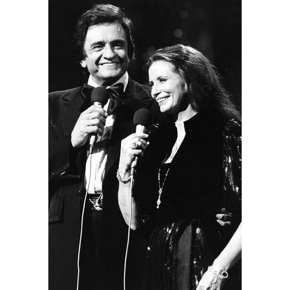Johnny Cash and June Carter iconic on stage together 1984 24x36 Poster
