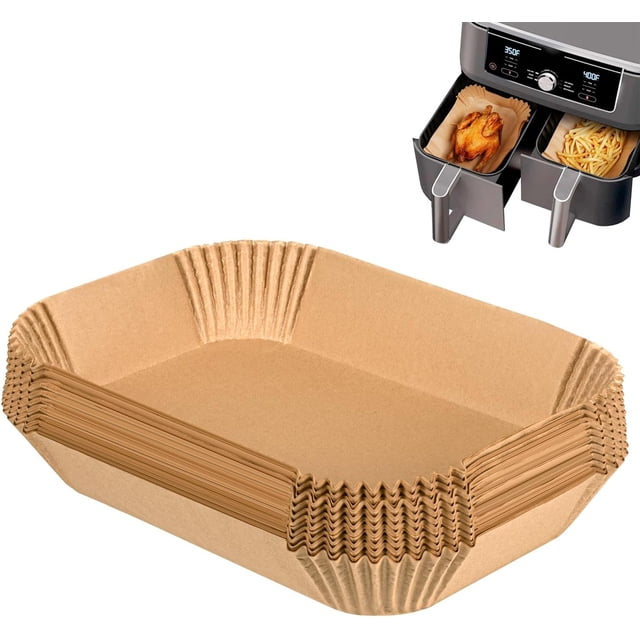200pcs Air Fryer Liners for Ninja Dual, Air Fryer Accessories, Disposable Square Air Fryer Parchment Paper Liner, Compatible with for Ninja Foodi DualZone 2-Basket Air Fryer DZ201, DZ401