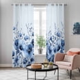thumbnail image 4 of Blue Blooms Floral Kitchen Curtains Window Panels, Spring Flowers Botanical Blue Ombre Insulated Window Treatment Curtain, Grommet Curtains for Bedroom/Living Room/Bathroom, 2 Piece 42"Wx84"L, 4 of 8