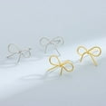 thumbnail image 3 of ELBLUVF 925 Sterling Silver Gold Plated Bow Butterfly Ribbon Bowknot Stud Earrings For Women (Gold), 3 of 4