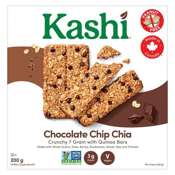 Barres de sept céréales quinoa brisures de chocolat et chia Kashi de Kellogg's 210 g, 10 barres