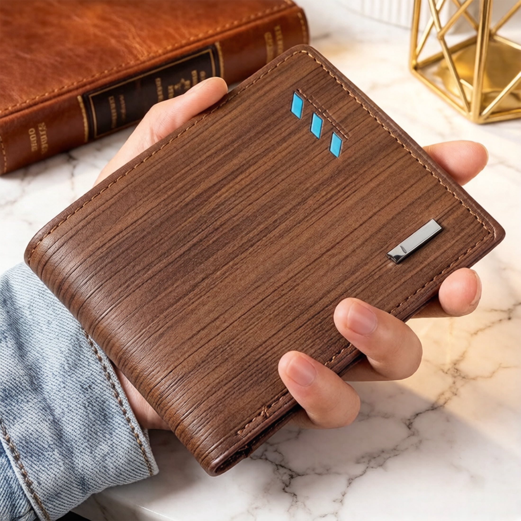 cisilov Wallets for Men, Slim PU Leather Bifold Wallet with ID Window & Zipper Coin Pocket