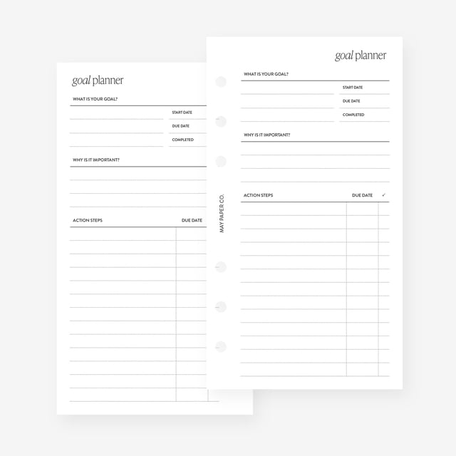Relleno de agenda para Filofax Personal, inserte el planificador de objetivos