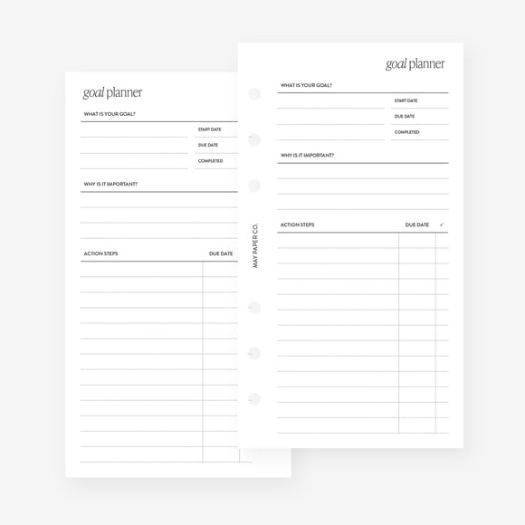 Relleno de agenda para Filofax Personal, inserte el planificador de objetivos