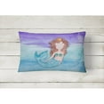thumbnail image 2 of Brunette Mermaid Watercolor Canvas Fabric Decorative Pillow, 2 of 3